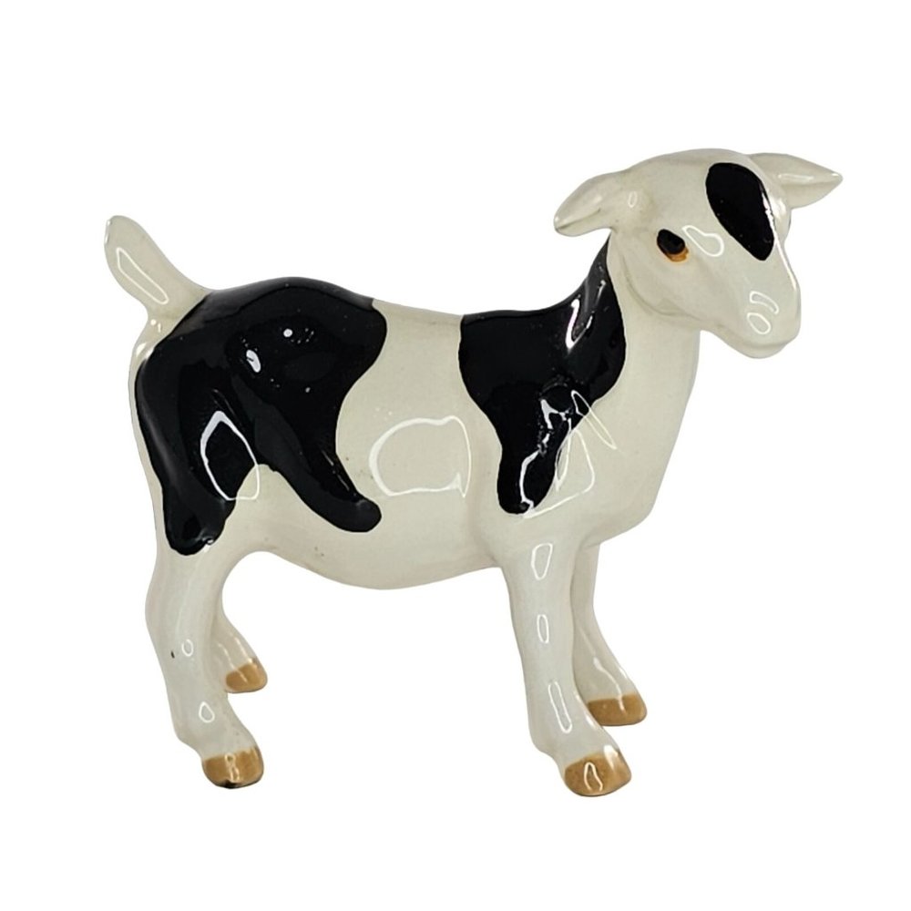 Loza Electrica Goat Miniature Figurine Black White Ceramic